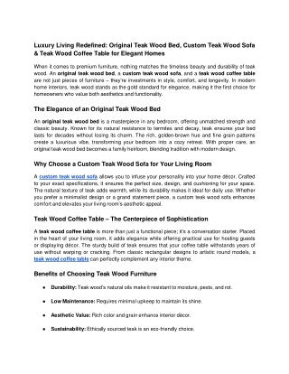 Luxury Living Redefined_ Original Teak Wood Bed, Custom Teak Wood Sofa & Teak Wood Coffee Table for Elegant Homes (1)