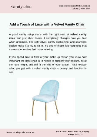 Add a Touch of Luxe with a Velvet Vanity Chair