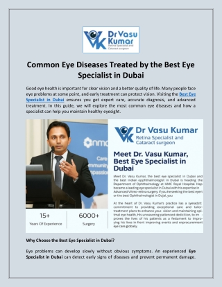 Common Eye Diseases Treated by the Best Eye Specialist in Dubai