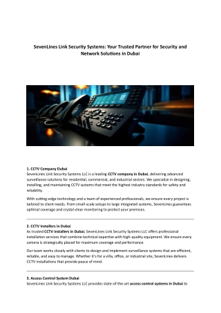 CCTV Installers in Dubai – SevenLines Link Security Systems LLC
