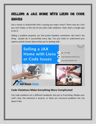 Selling a JAX Home with Liens or Code Issues
