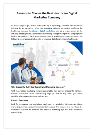 Reasons to Choose the Best Healthcare Digital Marketing Company