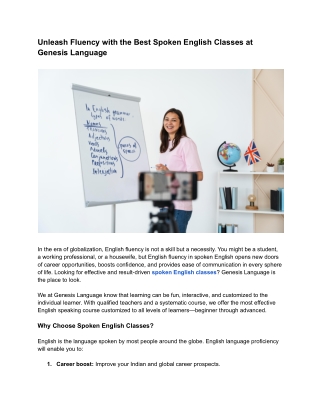 Unleash Fluency with the Best Spoken English Classes at Genesis Language