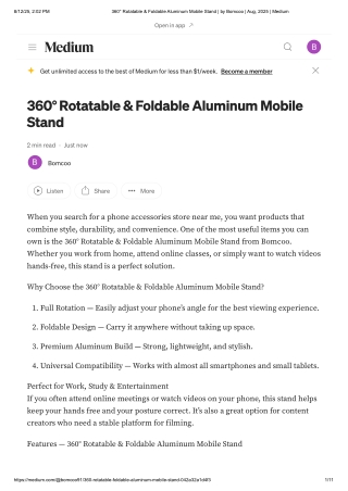 360° Rotatable & Foldable Aluminum Mobile Stand _ by Bomcoo _ Aug, 2025 _ Medium