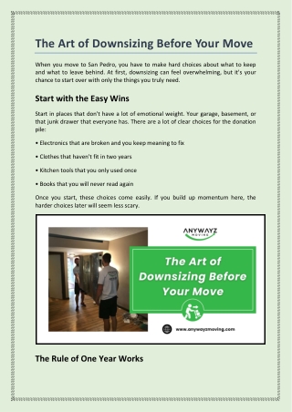 The Art of Downsizing Before Your Move