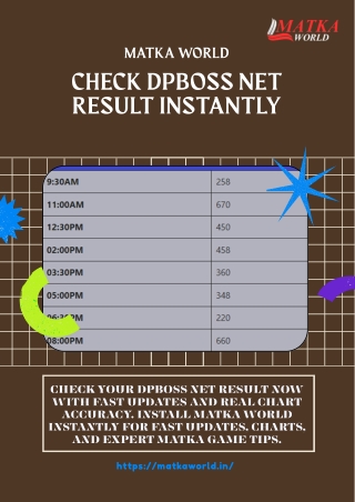 Check Dpboss Net Result Instantly Now  Matka World
