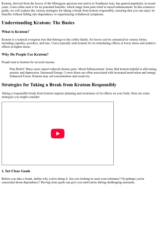 Strategies for Taking a Break from Kratom Responsibly