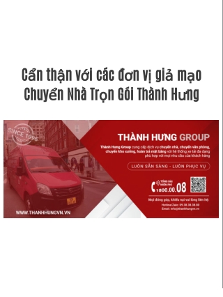 Cẩn thận với các đơn vị giả mạo Chuyển Nhà Trọn Gói Thành Hưng
