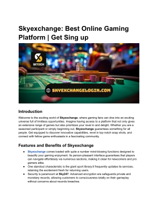 Skyexchange: Best Online Gaming Platform | Get Sing up