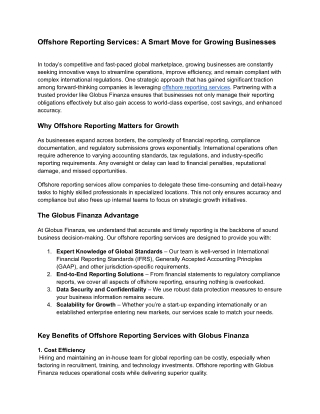 Offshore Reporting Services A Smart Move for Growing Businesses