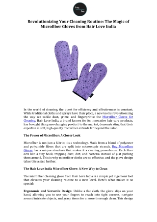 Revolutionizing Your Cleaning Routine The Magic of Microfiber Gloves from Hair Love India
