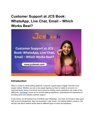 Customer Support at JCS Book WhatsApp, Live Chat, Email – Which Works Best