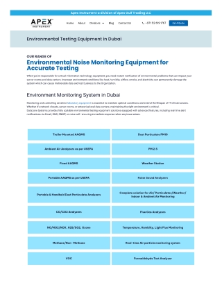 Reliable Environmental Noise Monitoring Equipment  Apex Instrument