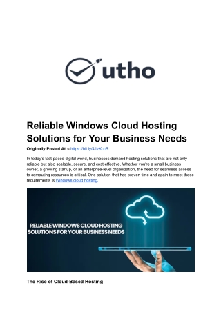 Reliable Windows Cloud Hosting Solutions for Your Business Needs