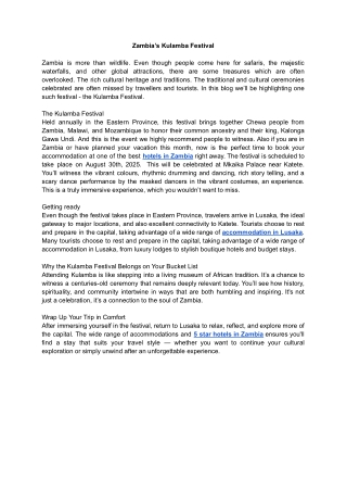 Zambia’s Kulamba Festival