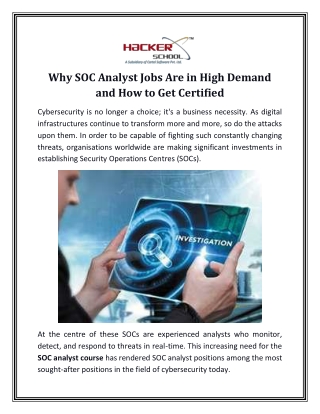 Why SOC Analyst Jobs Are in High Demand and How to Get Certified