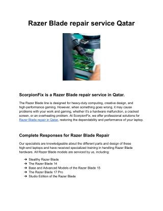 Razer Blade repair service Qatar