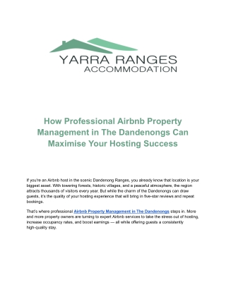 Expert Airbnb Property Management Services in The Dandenongs