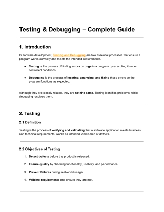 Testing & Debugging – Complete Guide