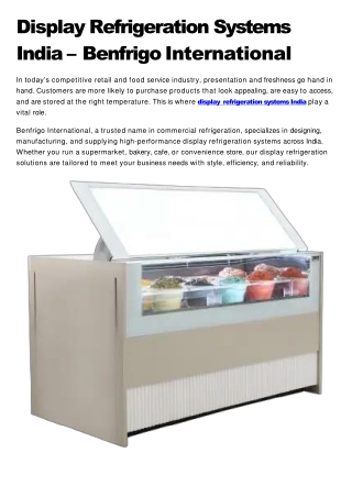 Display Refrigeration Systems India – Benfrigo International