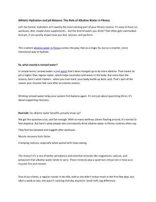 Athletic Hydration and pH Balance