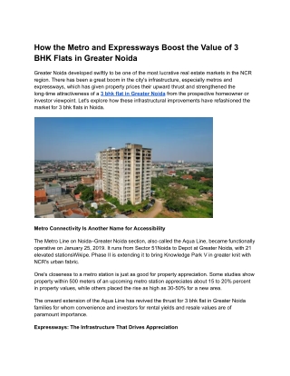 How the Metro and Expressways Boost the Value of 3 BHK Flats in Greater Noida (1)