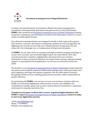Document Scanning Services PimpriChinchwad