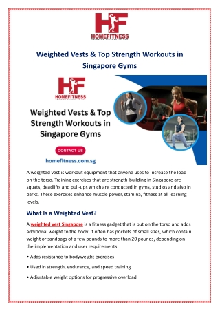 Weighted Vests & Top Strength Workouts in Singapore Gyms