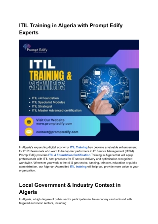 ITIL Training in Algeria with Prompt Edify Experts