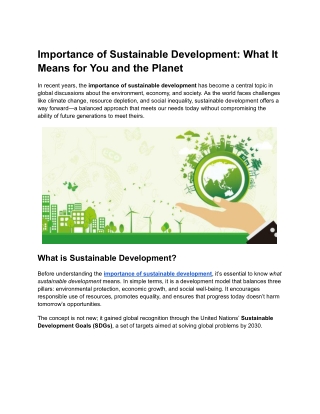 Importance of Sustainable Development_ What It Means for You and the Planet