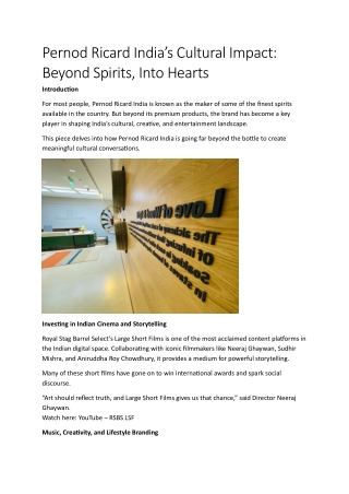 Pernod Ricard India’s Cultural Impact Beyond Spirits, Into Hearts