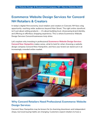 Ecommerce Website Design Services for Concord NH Retailers & Creators