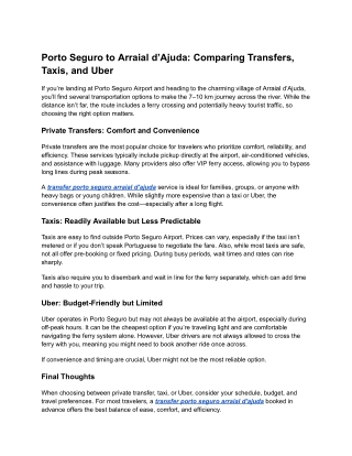 transfer porto seguro arraial d'ajuda