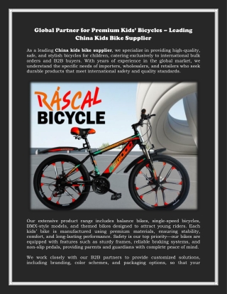Global Partner for Premium Kids’ Bicycles – Leading China Kids Bike Supplier