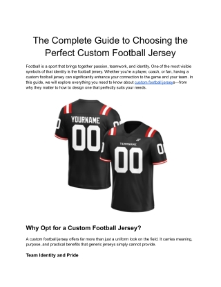 The Complete Guide to Choosing the Perfect Custom Football Jersey