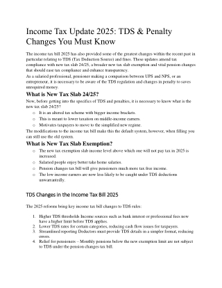 Income Tax Update 2025 TDS & Penalty Changes You Must Know