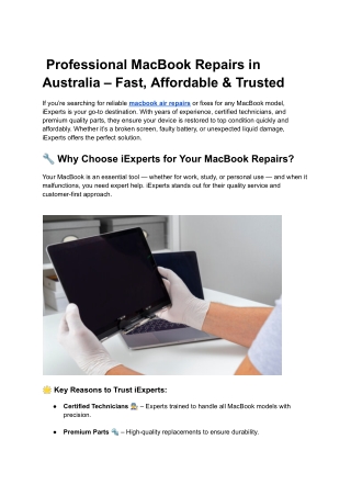 Professional MacBook Repairs in Australia – Fast, Affordable & Trusted