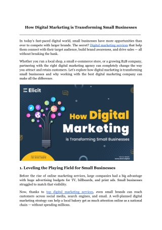 How Digital Marketing is Transforming Small Businesses