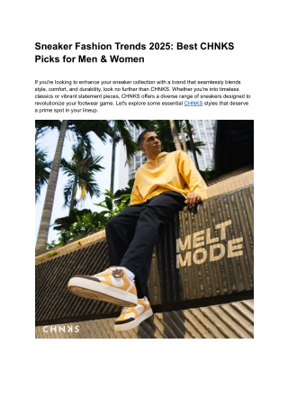 Sneaker Fashion Trends 2025_ Best CHNKS Picks for Men & Women