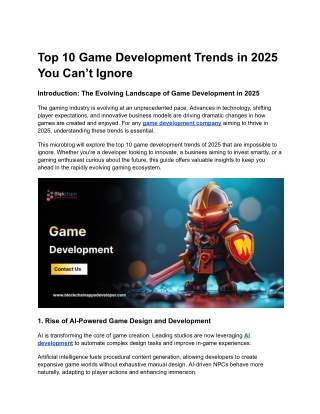 Top 10 Game Development Trends in 2025 You Can’t Ignore
