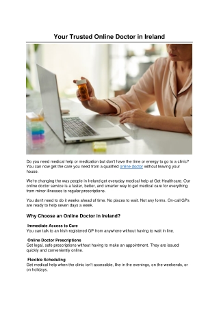 Your Trusted Online Doctor in Ireland