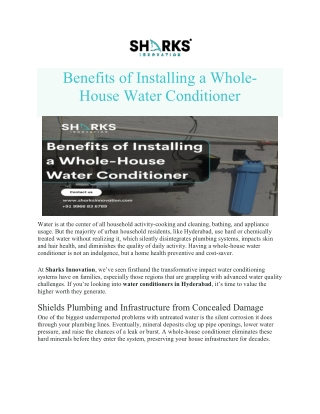 Benefits of Installing a Whole-House Water Conditioner