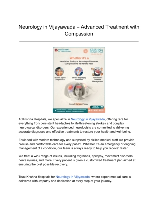 Krishna Hospitals – Expert Neurology Care You Can Trust
