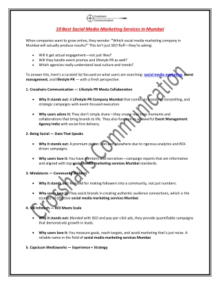 10 Best Social Media Marketing Services in Mumbai