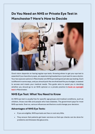 Confused about whether to book an NHS or private eye test?