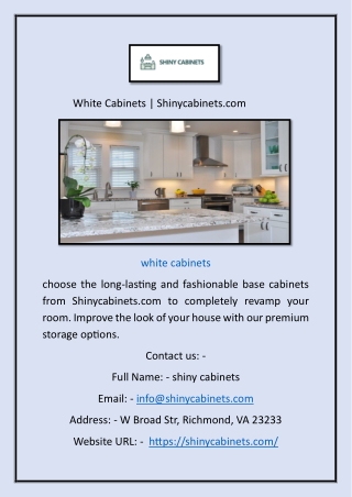 White Cabinets | Shinycabinets.com