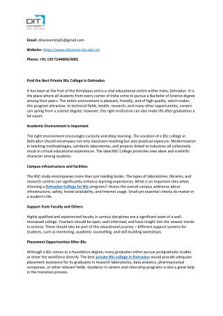 Find the Best Private BSc College in Dehradun