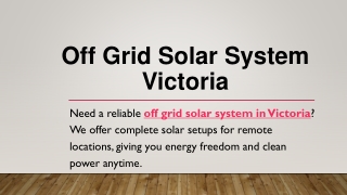 Off Grid Solar System Victoria