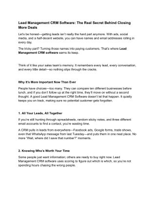 Lead Management CRM Software: The Real Secret Behind Closing More Deals