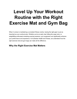 Level Up Your Workout Routine with the Right Exercise Mat and Gym Bag